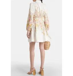Zimmermann Matchmaker Buttoned Mini Dress Ivory Coral Floral Size 1 / AU 10 for rent on The Volte - image 3