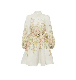 Zimmermann Matchmaker Buttoned Mini Dress Ivory Coral Floral Size 1 / AU 10 for rent on The Volte - image 4