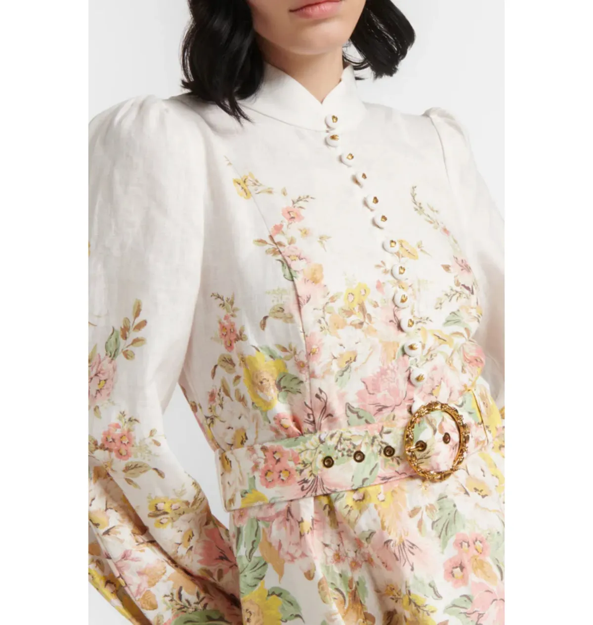 Zimmermann Matchmaker Buttoned Mini Dress Ivory Coral Floral Size 1 / AU 10 - Image 2