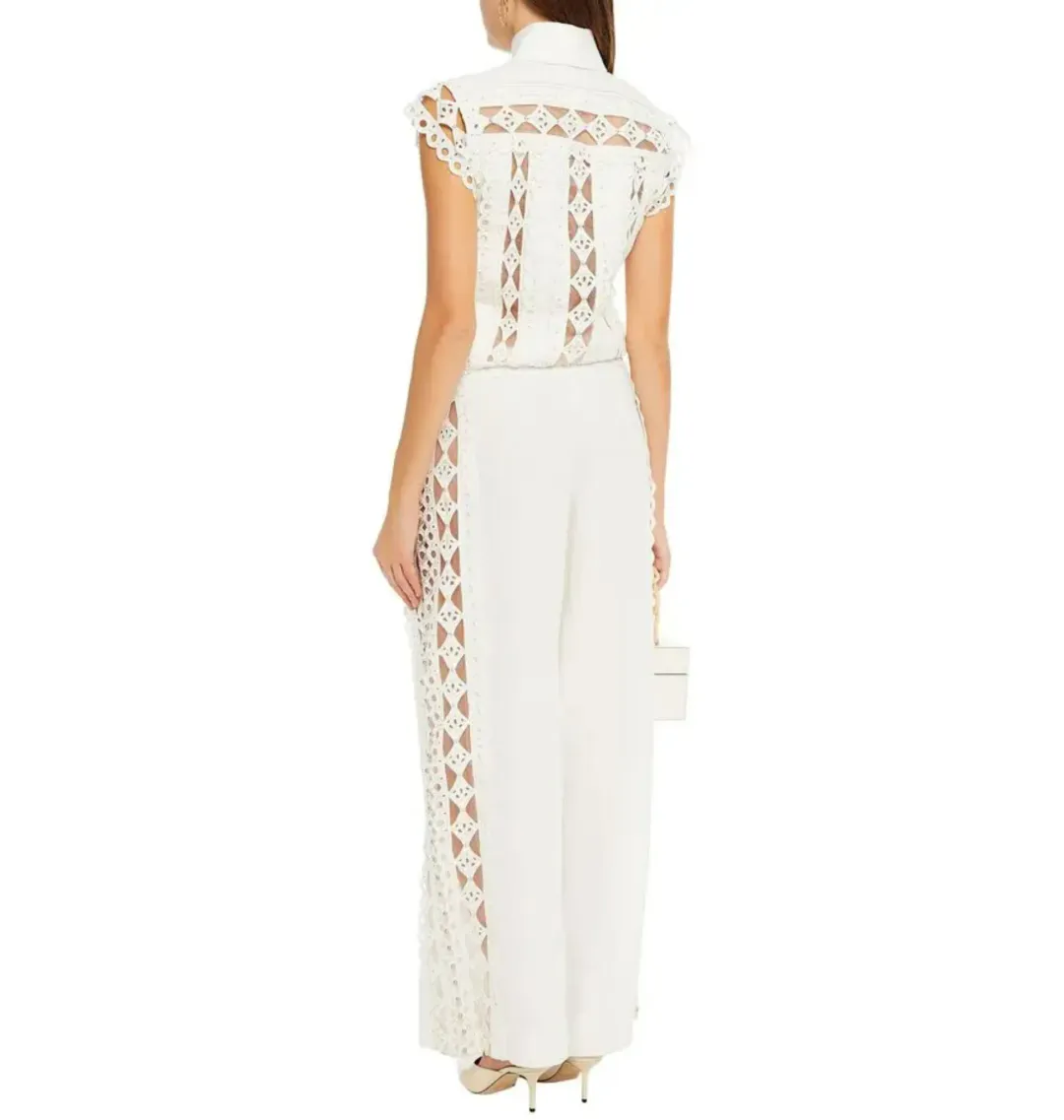 Zimmermann Moncur Studded Jumpsuit Ivory Size 0 / AU 8 for rent on The Volte - main image