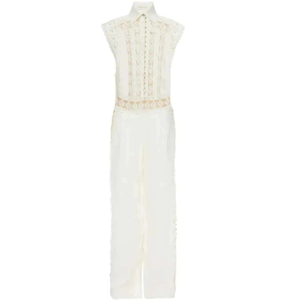 Zimmermann Moncur Studded Jumpsuit Ivory Size 0 / AU 8 - Image 4