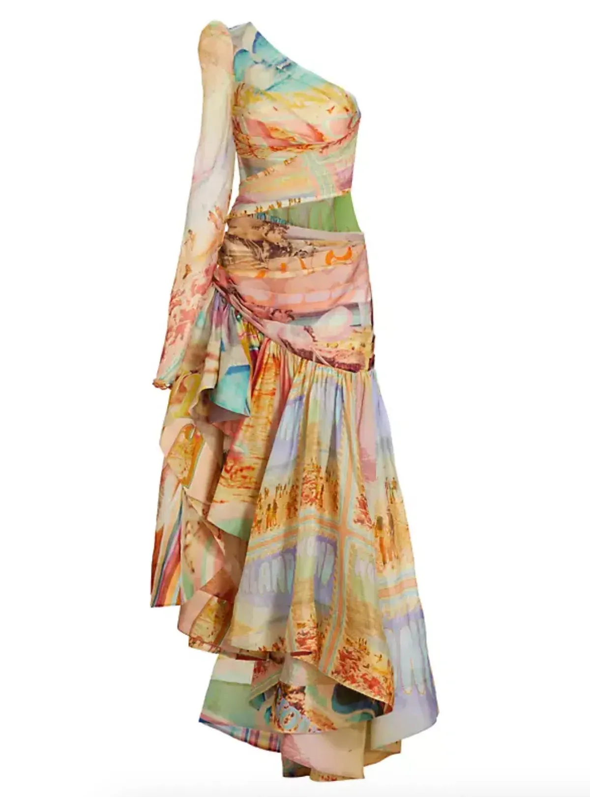 Zimmermann Tama Asymmetric Cut Out Dress Poster Print Size 0 / AU 8 - Image 4