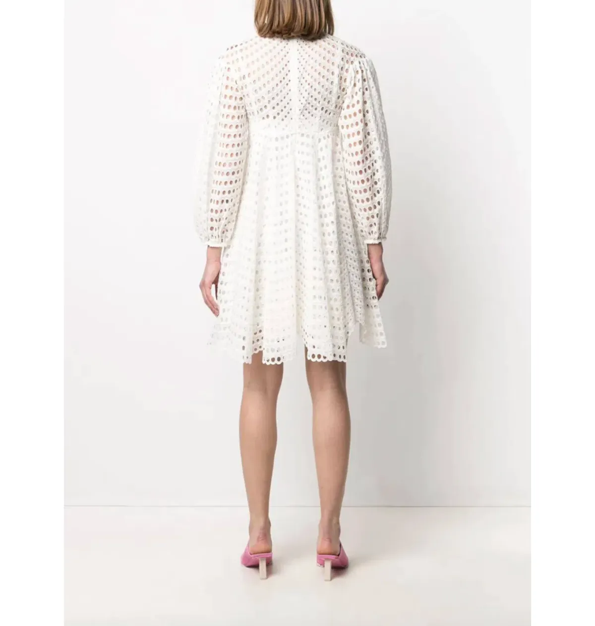 Zimmermann Poppy Eyelet Mini Dress Ivory Size 0 / AU 8 - Image 3