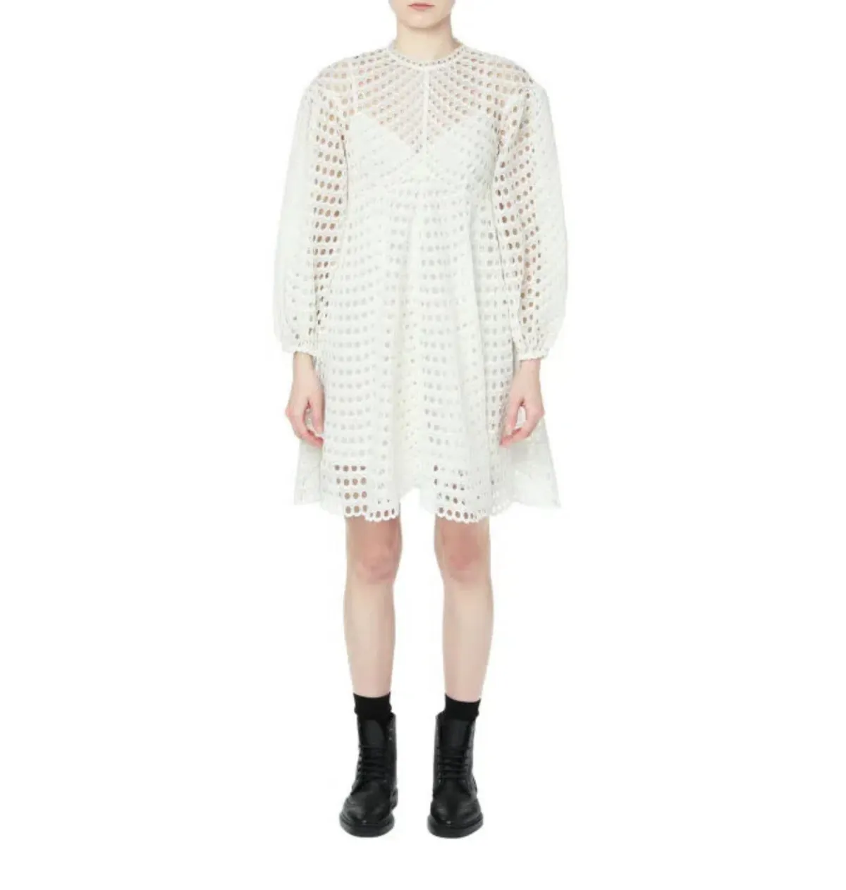 Zimmermann Poppy Eyelet Mini Dress Ivory Size 0 / AU 8 - Image 1