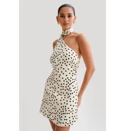Meshki Joan Satin Asymmetrical Mini Dress Polka Dot Size AU 6 for rent on The Volte - image 4