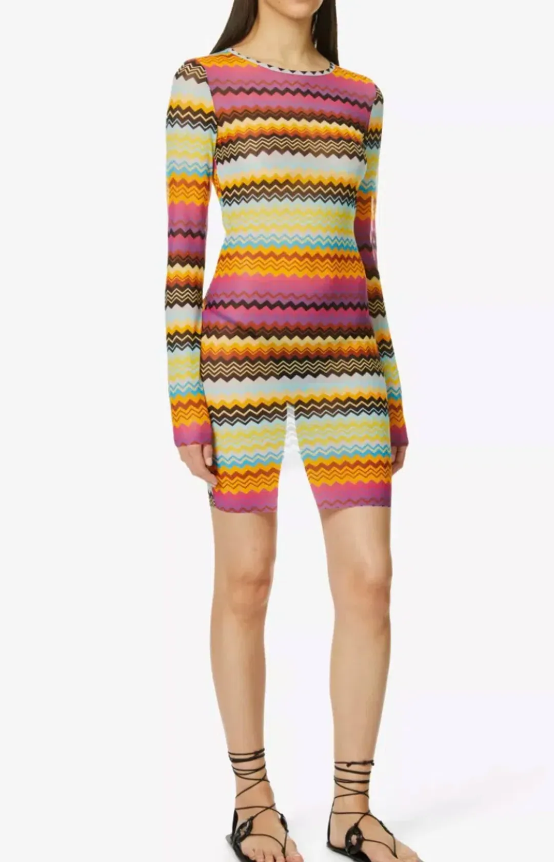 Missoni Zigzag Semi-Sheer Knitted Mini Dress Multi Size AU 6 for rent on The Volte - main image