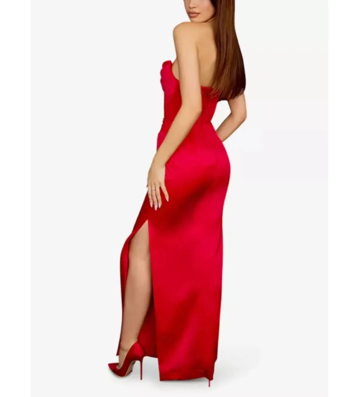 House of CB Adrienne Strapless Corset Maxi Dress Red Size 6 - Image 2