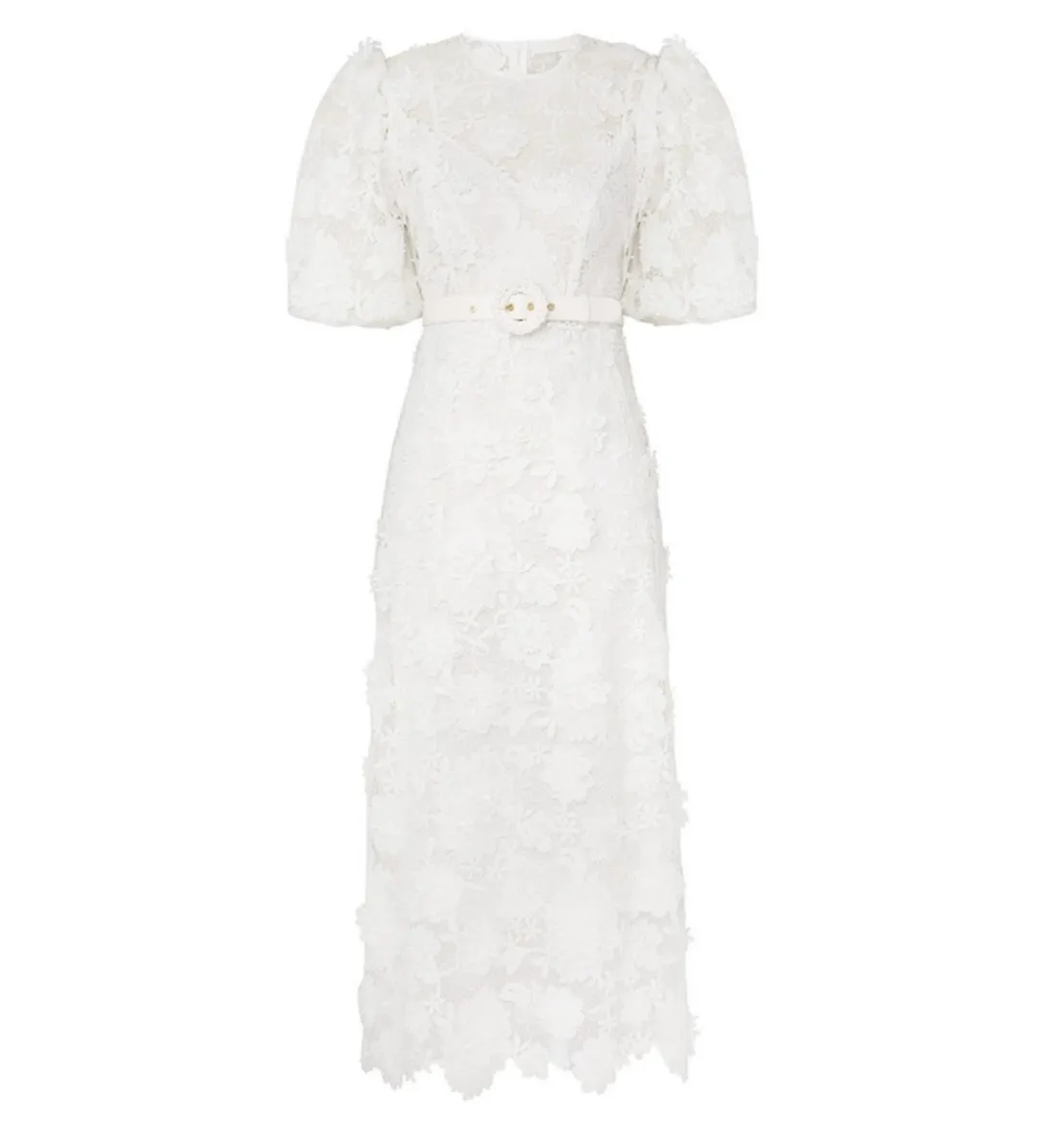 Zimmermann The Halliday Lace Flower Dress In Ivory Size 2/ Au12 for rent on The Volte - main image
