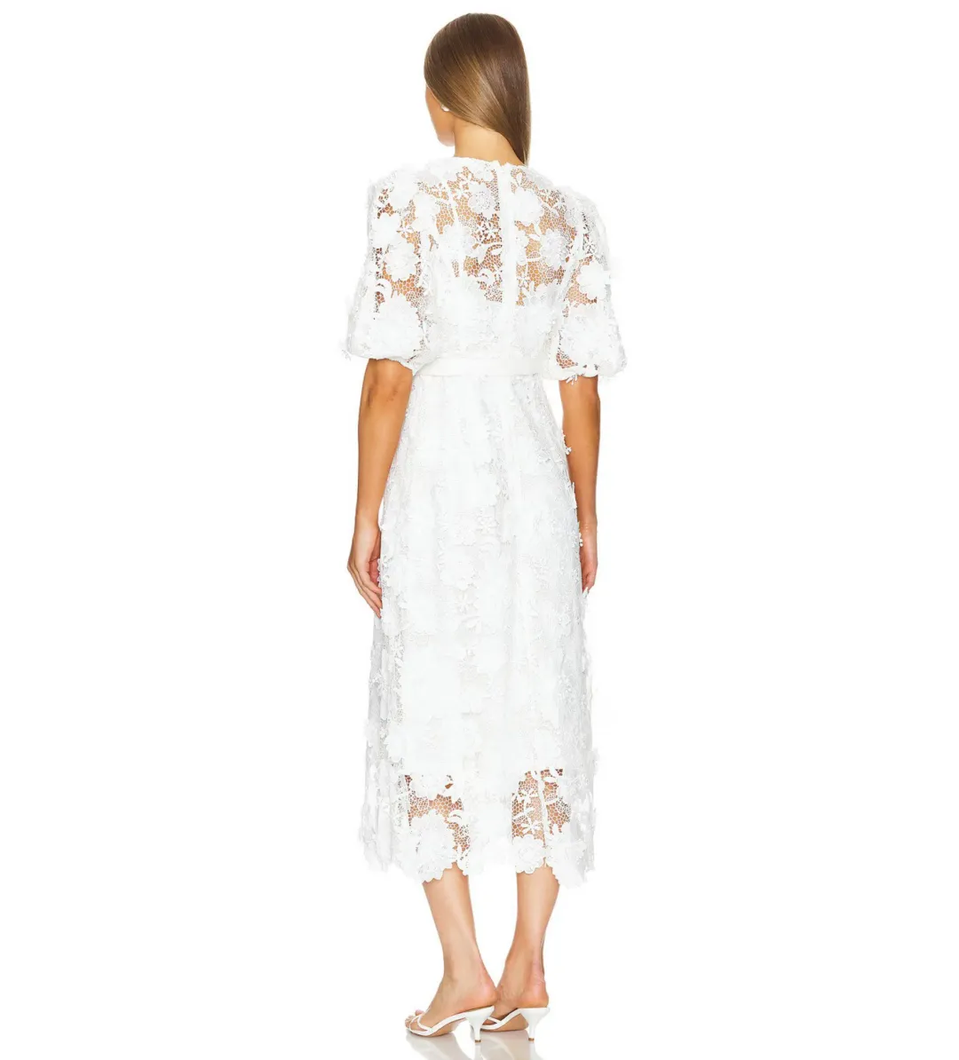 Zimmermann The Halliday Lace Flower Dress In Ivory Size 2/ Au12 for rent on The Volte - main image