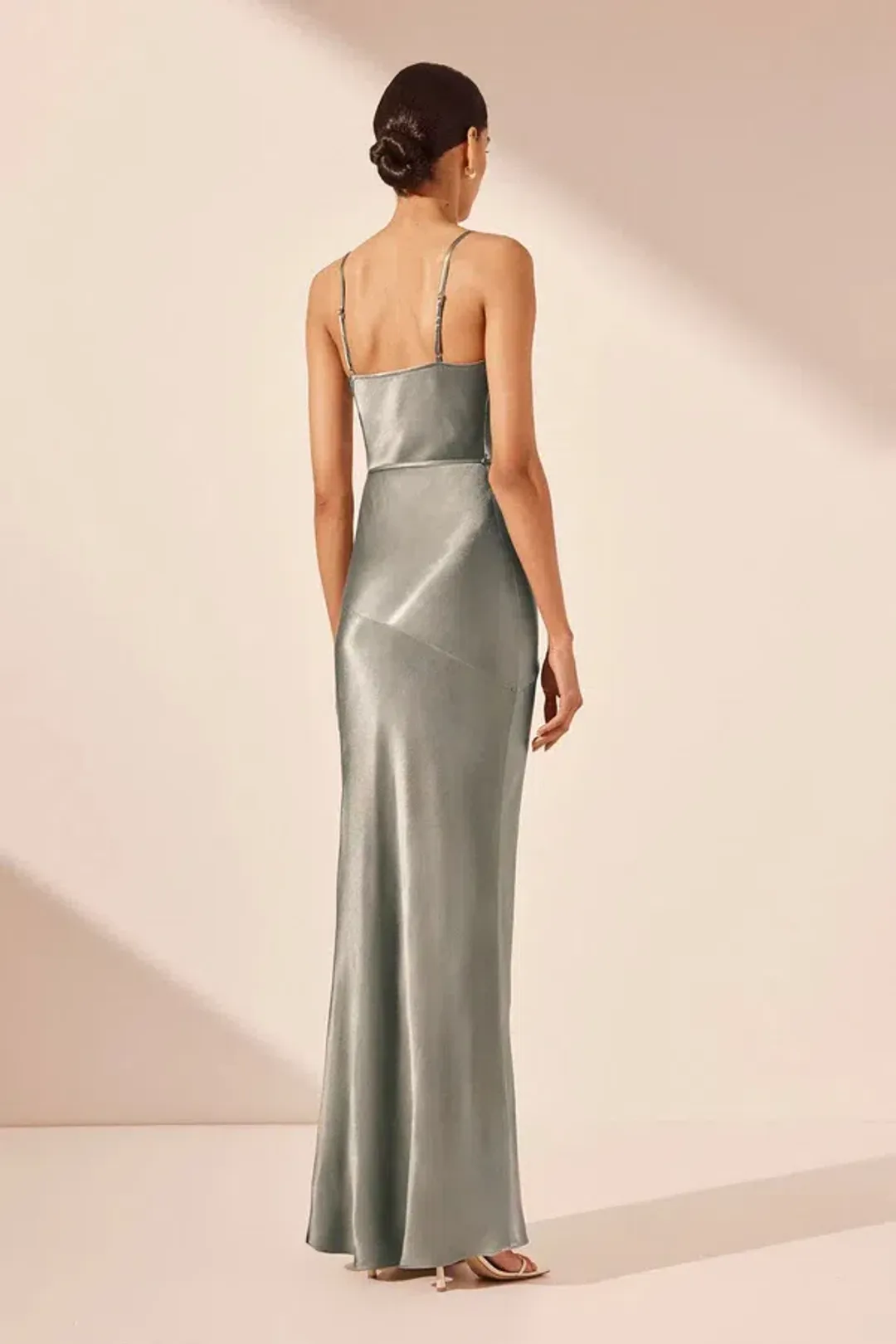 Shona Joy La Lune Bias Cowl Midi Dress Sage Size 10 for rent on The Volte - main image