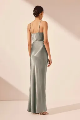 Shona Joy La Lune Bias Cowl Midi Dress Sage Size 10 for rent on The Volte - image 4