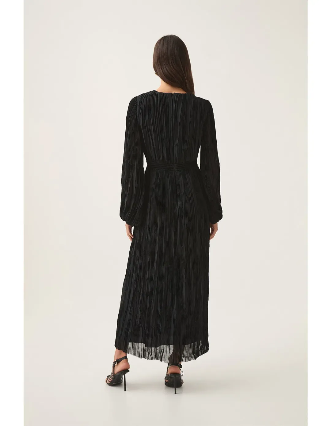 Aje Genevieve Pleated Midi Dress Black Size 12 for rent on The Volte - main image