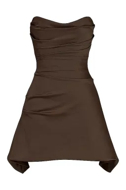 House of CB Jasmine Draped Strapless Corset Mini Dress in Chocolate Brown Size L / AU 12 for rent on The Volte - image 6