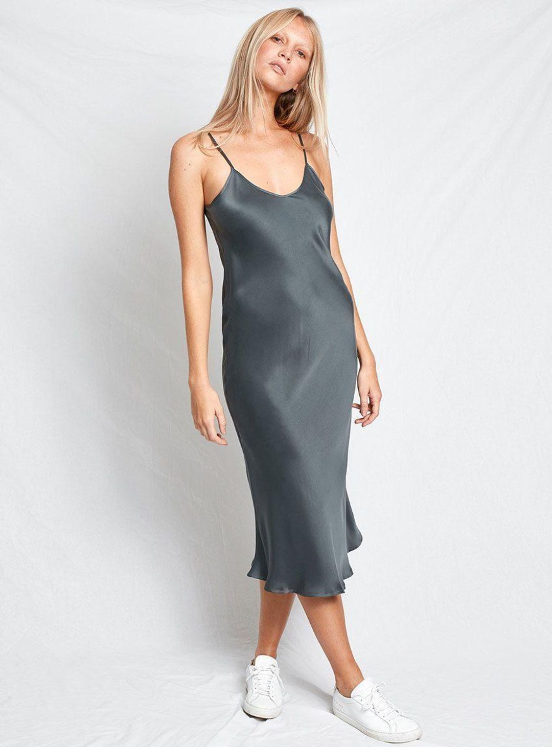 Silk Laundry Slip Dress Smoke Grey Size AU 6 for rent on The Volte - main image