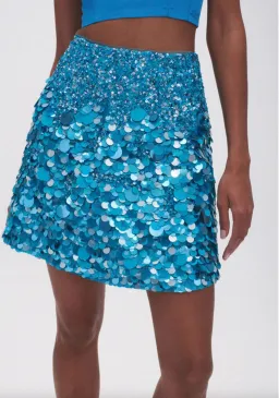 Aje Cherie Sequin Mini Skirt Azure Blue Size 8 for rent on The Volte - image 2