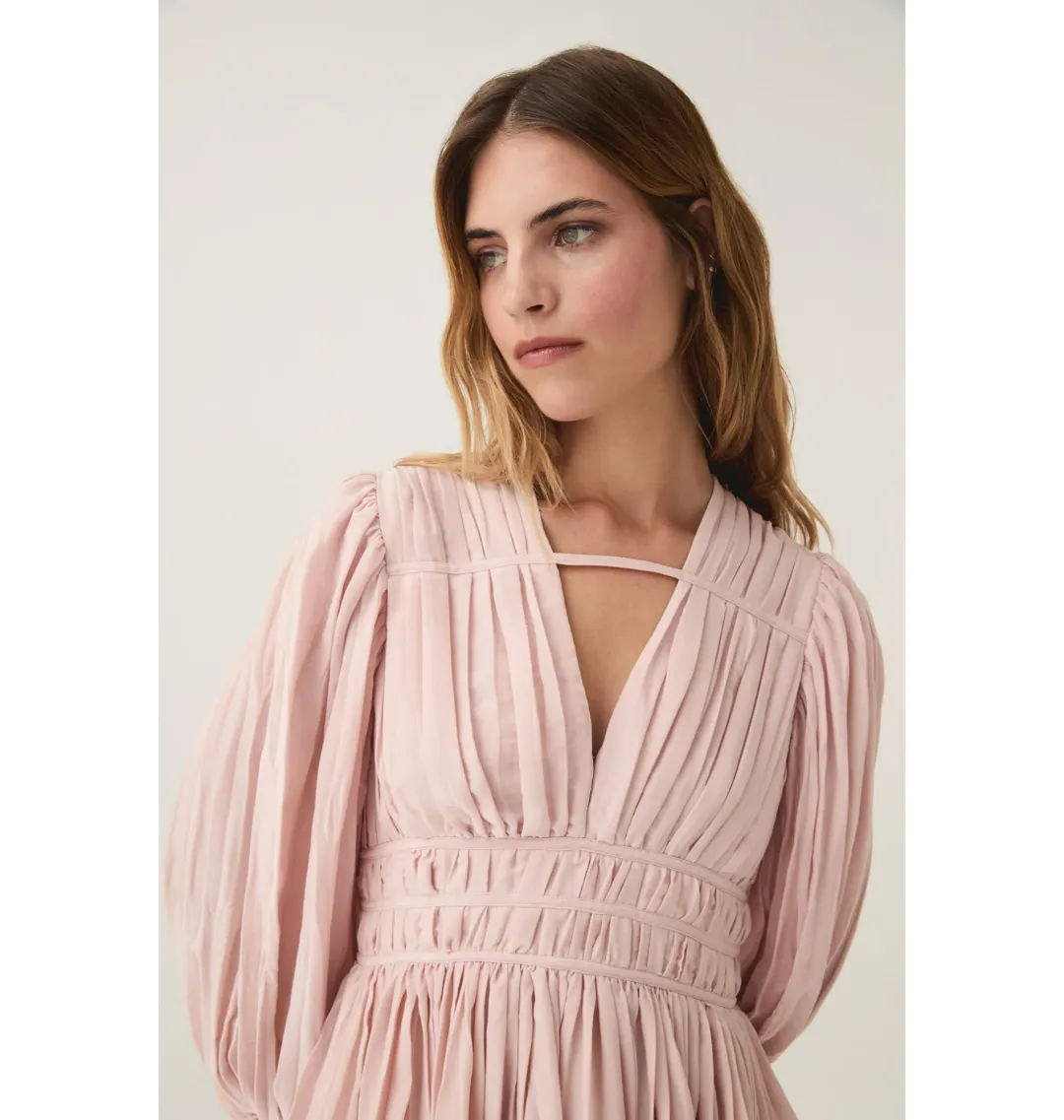 Aje Catalyst Pleated Mini Dress Blush Pink Size AU 10 for rent on The Volte - main image