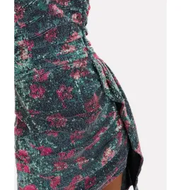 For Love and Lemons Pauline Cosmo Sequin Mini Dress Green Floral Size 8 for rent on The Volte - image 3