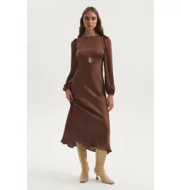 Ownley Bethenny Bias Backless Dress Chocolate Size AU 6 for rent on The Volte - image 1