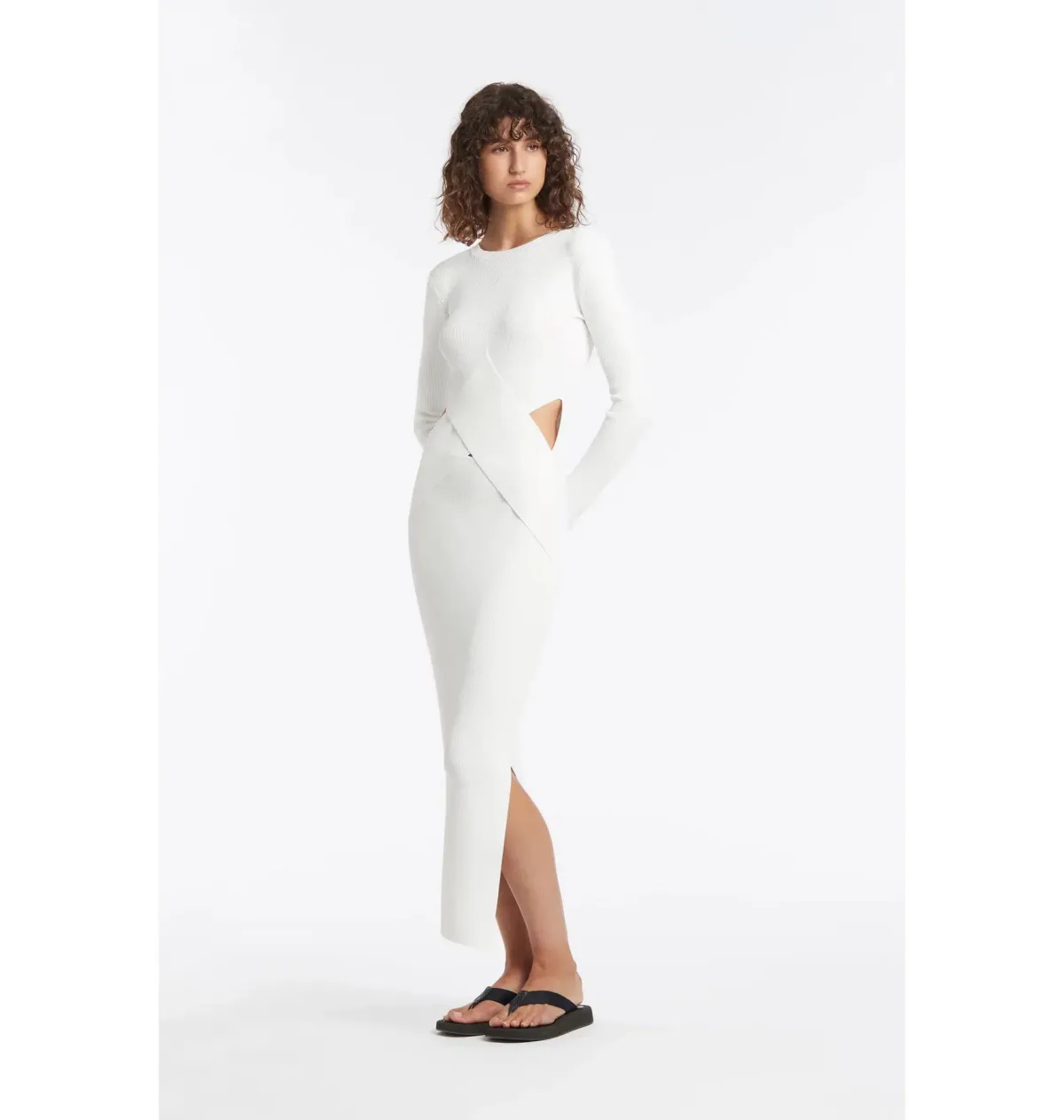 Sir the Label Celena Draped Dress in Ivory Size AU 8 - Image 1