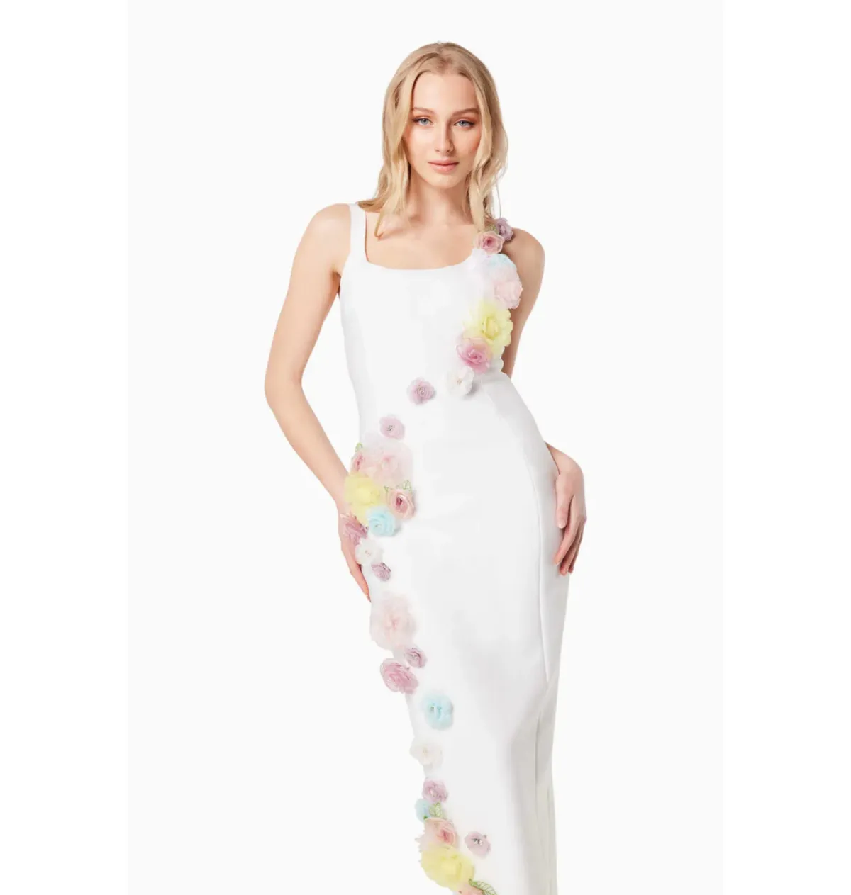 Elliatt Motif 3D Floral Dress in White Size AU 8 - Image 2