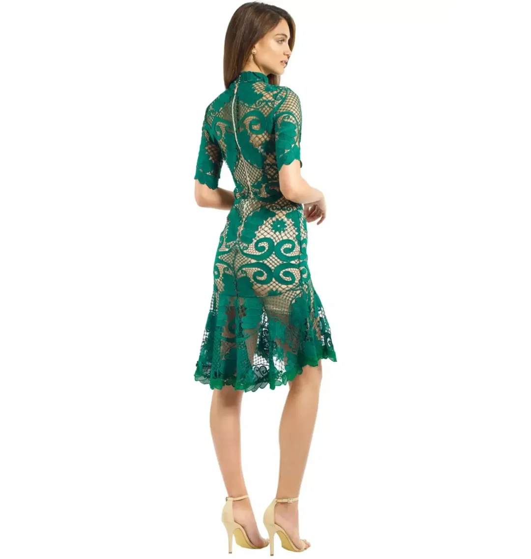 Thurley Babylon Lace Dress Green Size AU 6 for rent on The Volte - main image