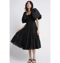 Aje Cherished Puff Sleeve Midi Dress Black Size AU 6 for rent on The Volte - image 1