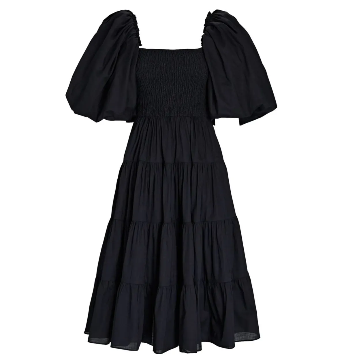 Aje Cherished Puff Sleeve Midi Dress Black Size AU 6 - Image 3
