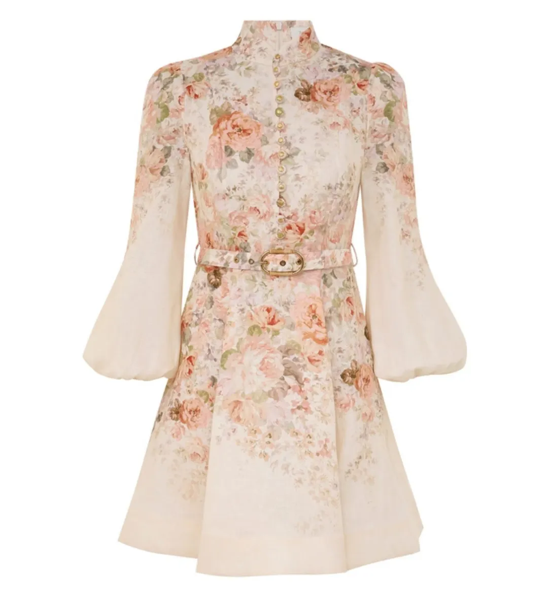Zimmermann The Illustration Buttoned Mini in Cream Rococo Floral Size 2/Au 12 for rent on The Volte - main image