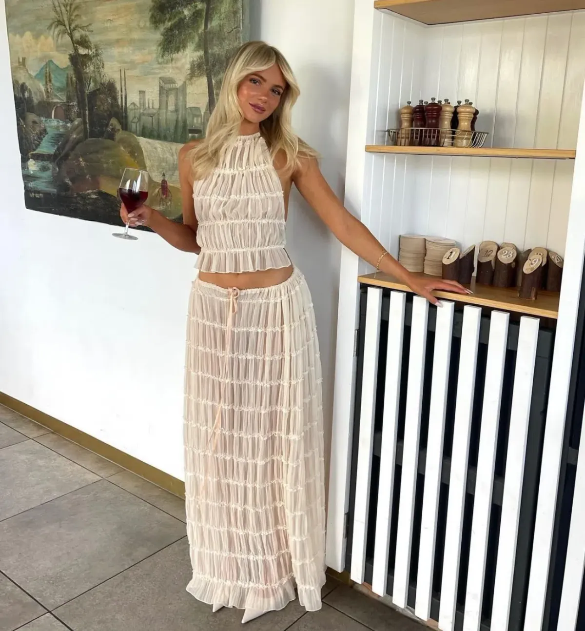 Arcina Ori Juliette Halter Set In Cream Size S / AU 8 - Image 9