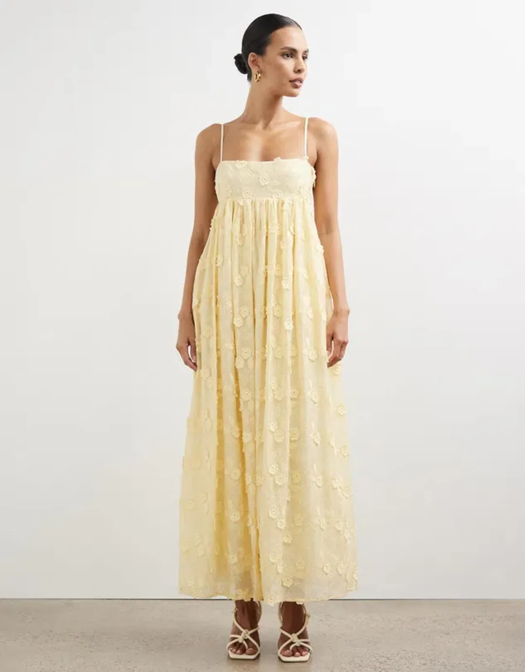 Minima Esenciales Tasnim Maxi Dress Pastel Yellow Size 8 for rent on The Volte - main image