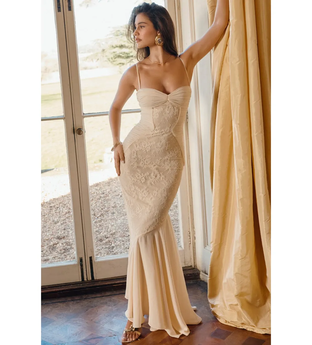 House of CB Felicia Dress Gown Vanilla Size XS/Au 6 for rent on The Volte - main image