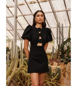 Rebecca Vallance Aubree Flower Mini Dress Black Size 6 for rent on The Volte - image 3