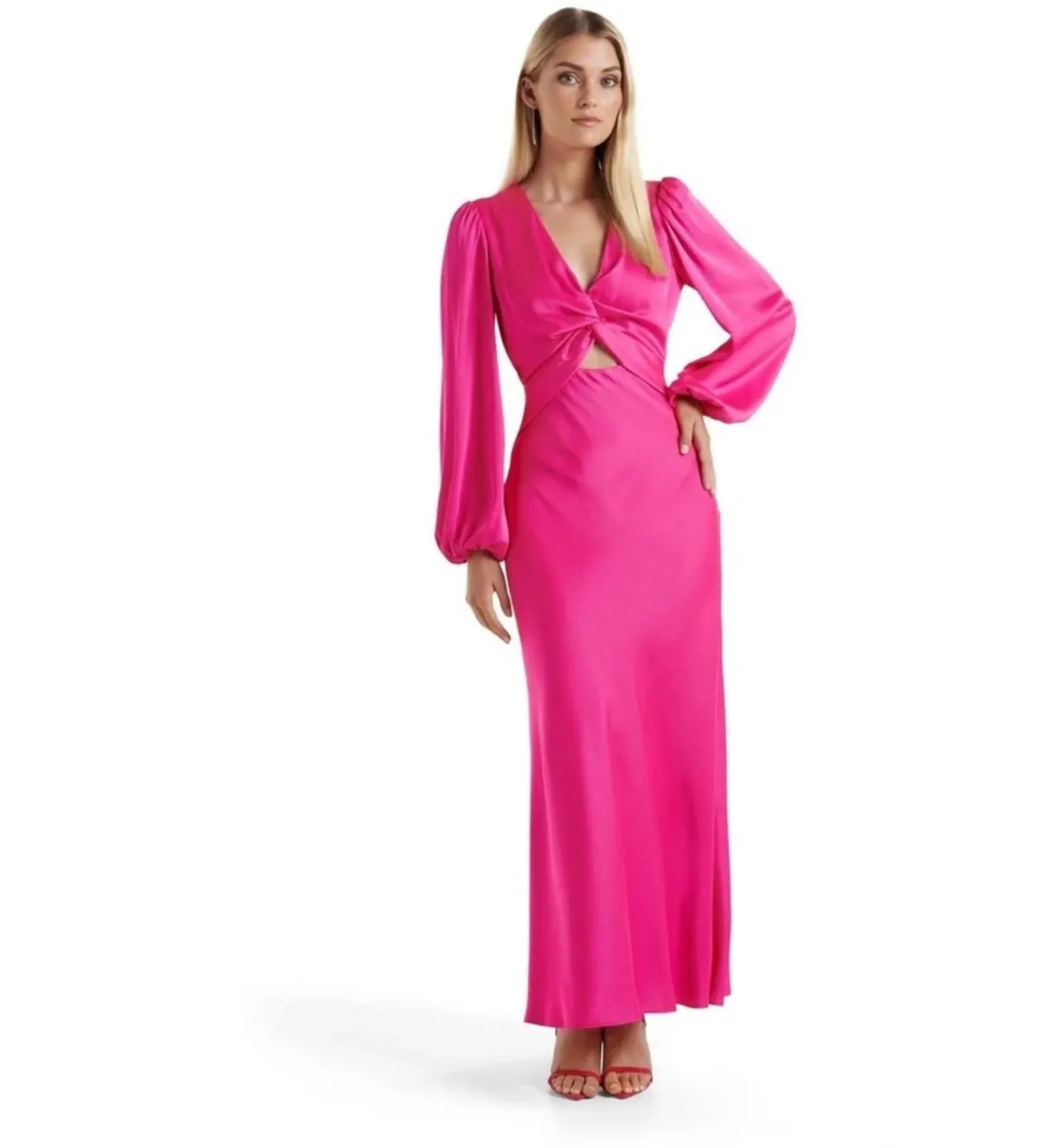 Forever New Wren Long Sleeve Twist Maxi Dress Valley Pink Size 16 - Image 1