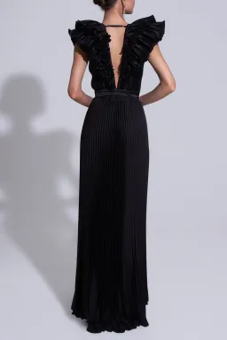 L'Idee Tuileries Split Gown in Noir Size 8 for rent on The Volte - image 2