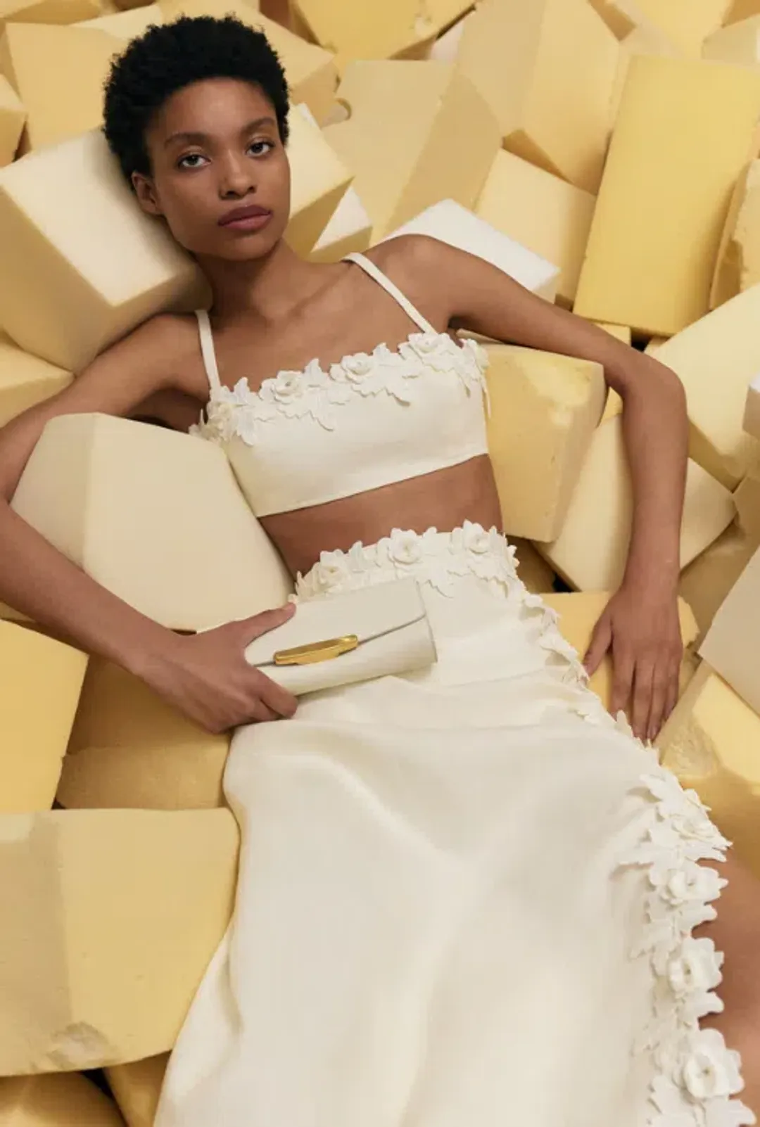 Oroton Rosebud Lace Bralette and Skirt Set Soft Cream Size 6 for rent on The Volte - main image