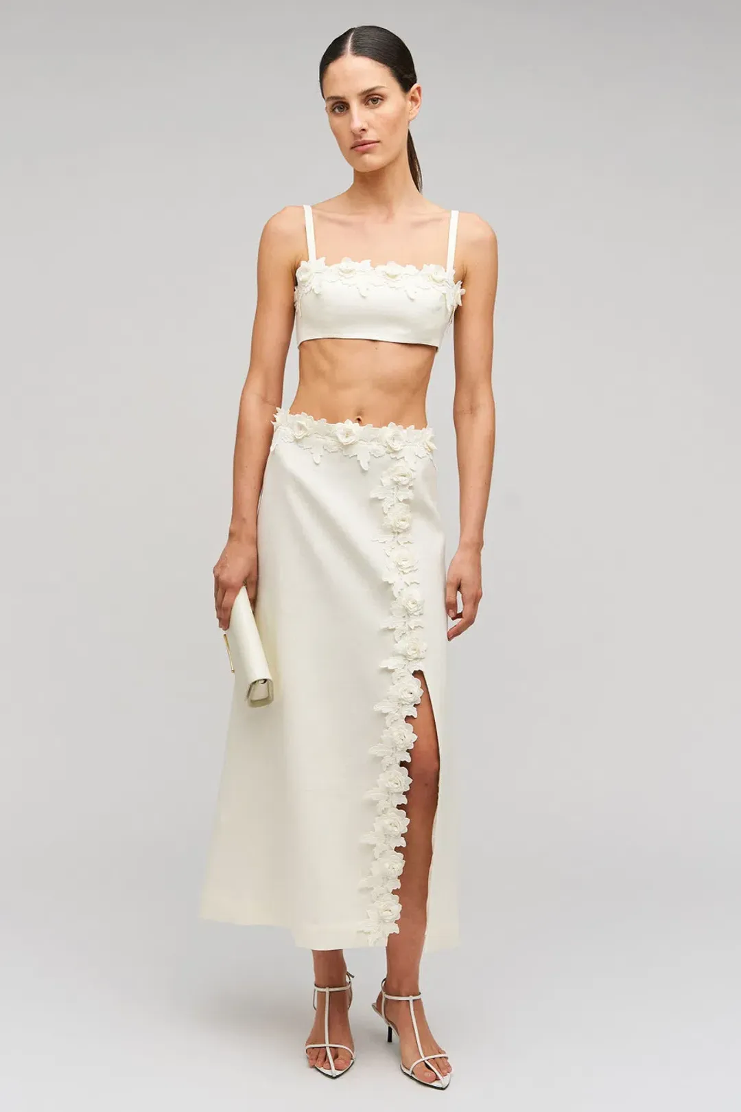 Oroton Rosebud Lace Bralette and Skirt Set Soft Cream Size 6 for rent on The Volte - main image