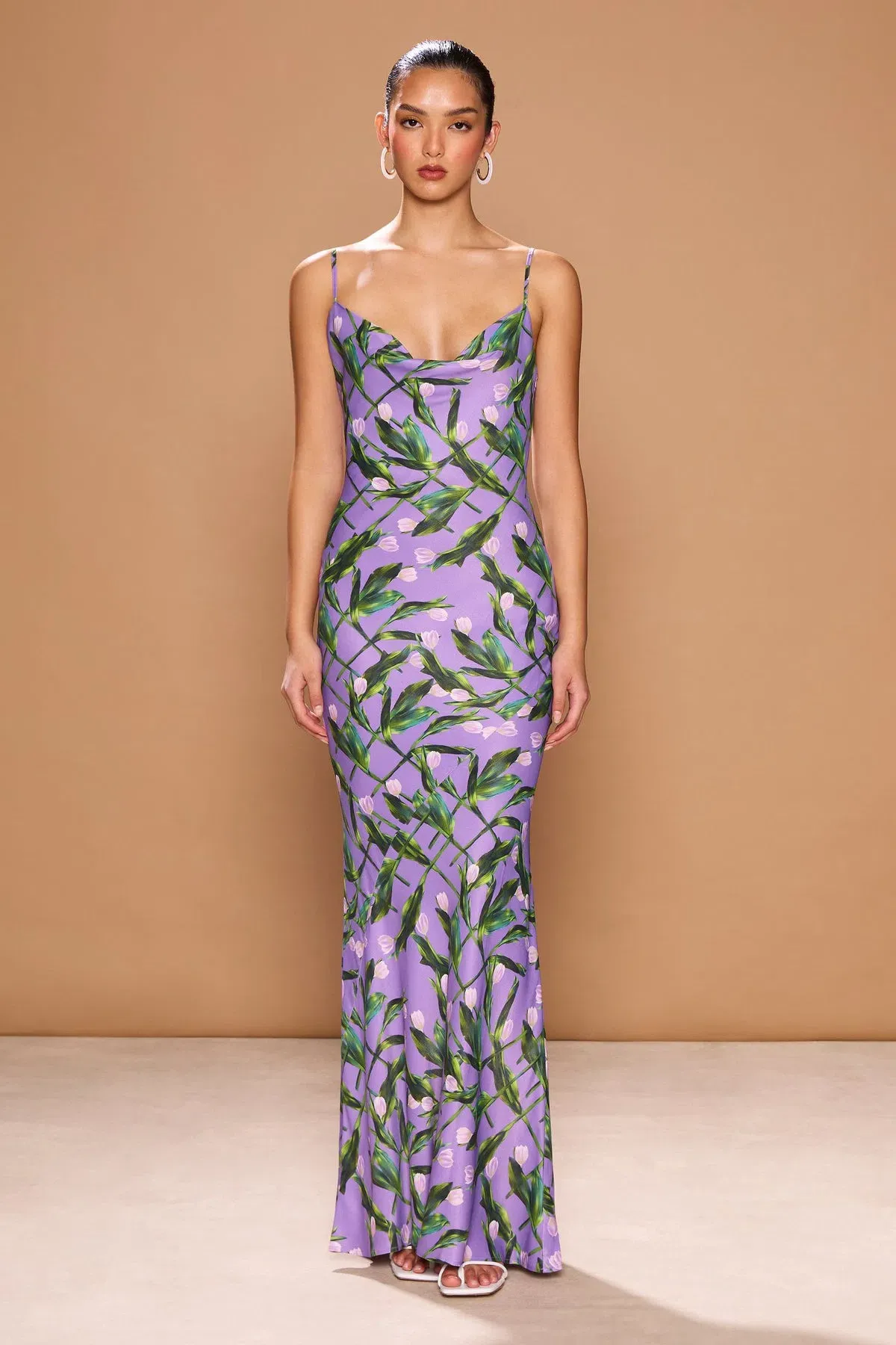 Sonya Moda Portofino Maxi Dress Tulipani Viola Floral Size 12 - Image 1