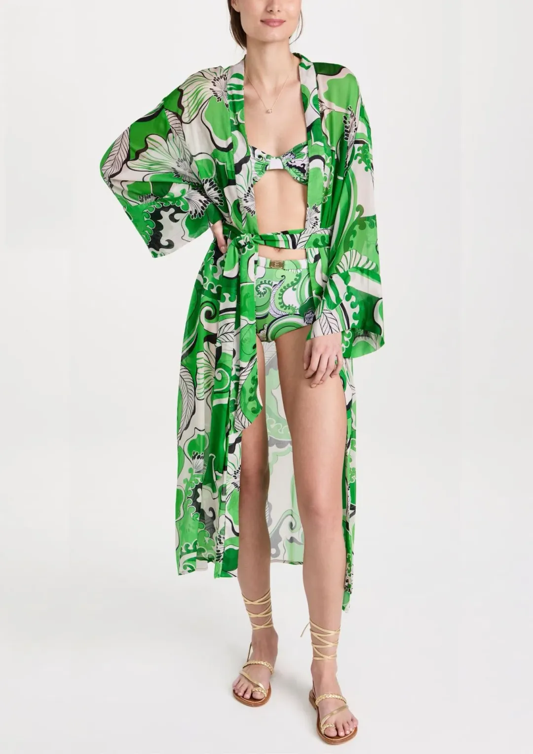 Cin Cin Oracle Sheer Robe Dress Fern Size 10/M for rent on The Volte - main image
