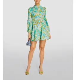 Zimmermann High Tide Mini Dress Aqua Ikat Floral Size 3 / AU 14 for rent on The Volte - image 1