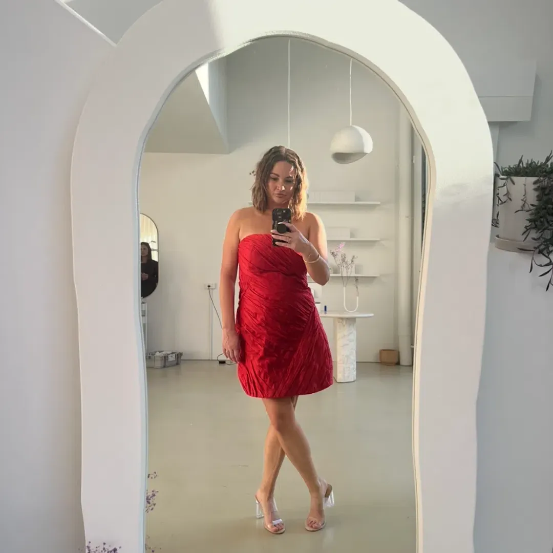 Aje Anima Ruched Mini Dress Red Size 8 for rent on The Volte - main image