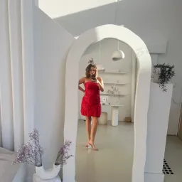 Aje Anima Ruched Mini Dress Red Size 8 for rent on The Volte - image 1