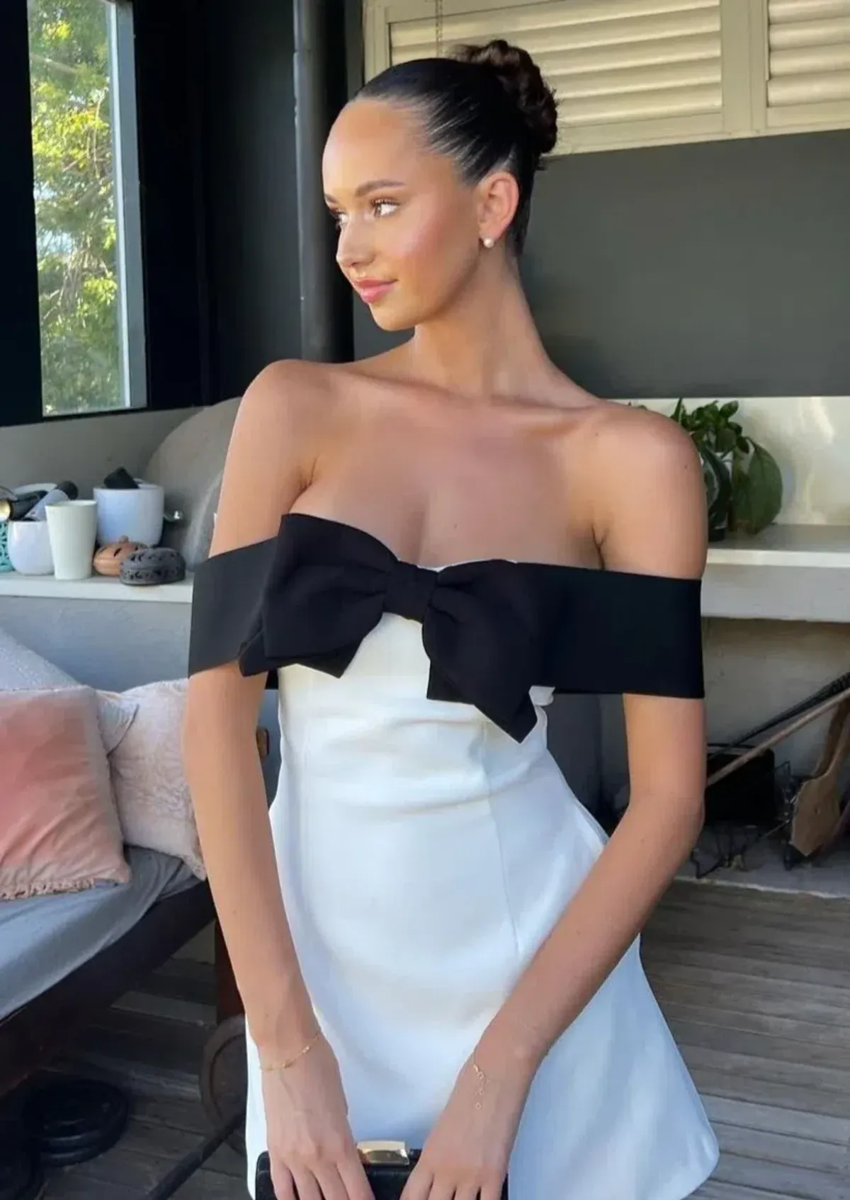 Yojani Boutique Margot Mini Dress Black and White Size M/ AU 8 - Image 2