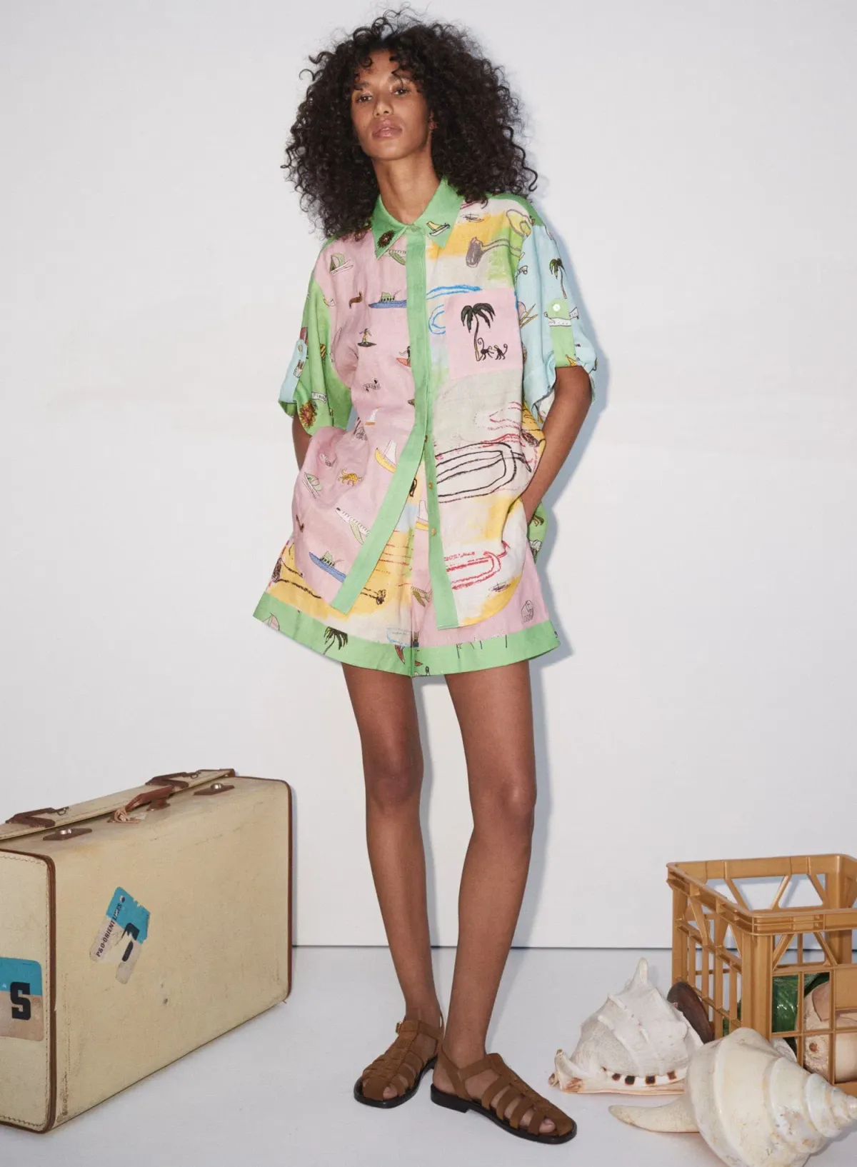 Alemais Jet Shirt Size Au 6 and Shorts Size Au 8 Set Multi for rent on The Volte - main image