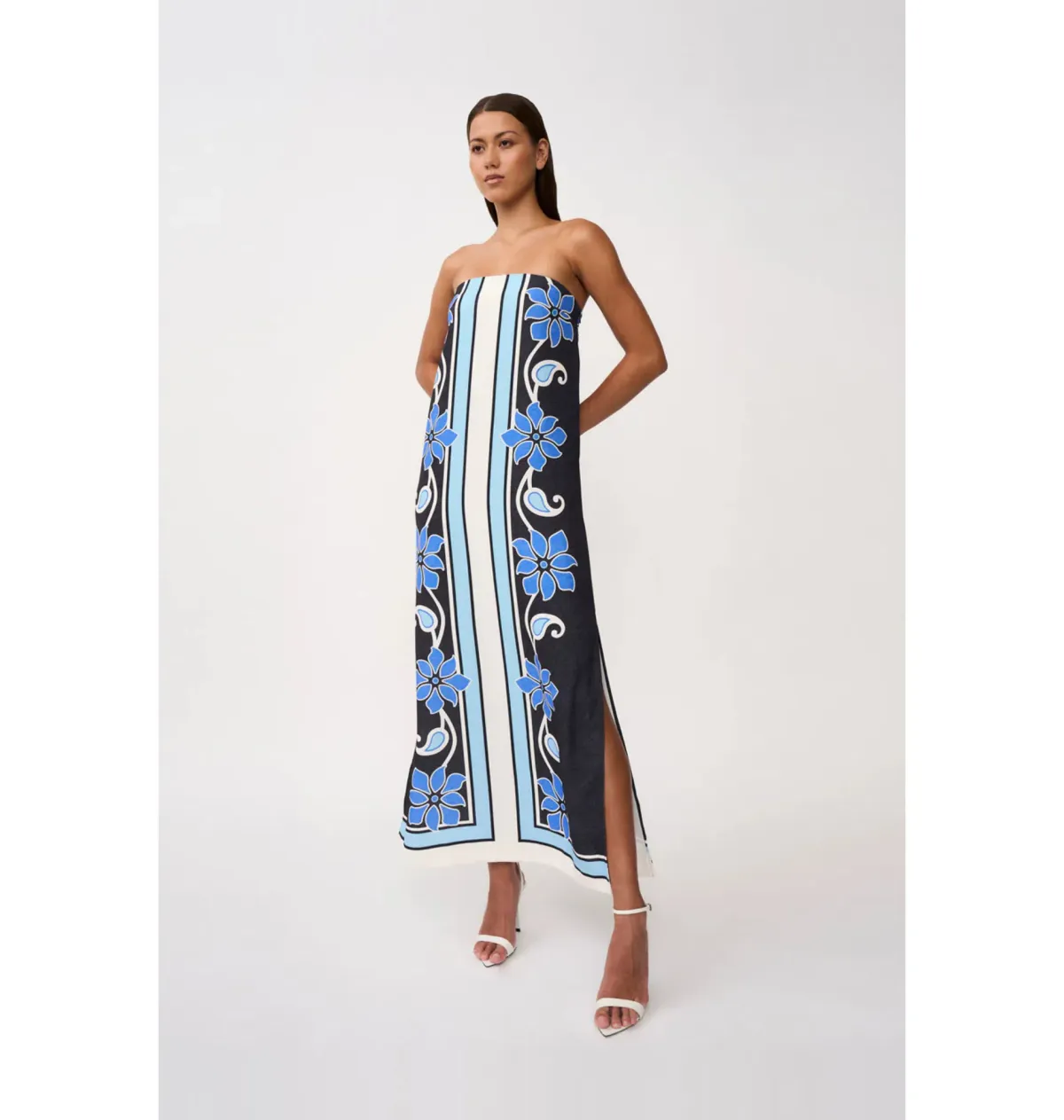 By Johnny Azure Granada Dress in Aqua Navy Ivory Size AU 6 - Image 2