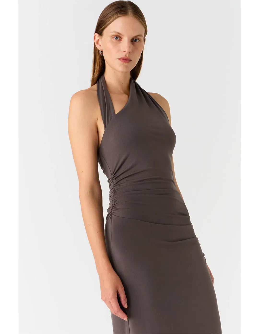 MISHA Krystal Matte Slinky Midi Dress Cloud Grey Size 10 for rent on The Volte - main image