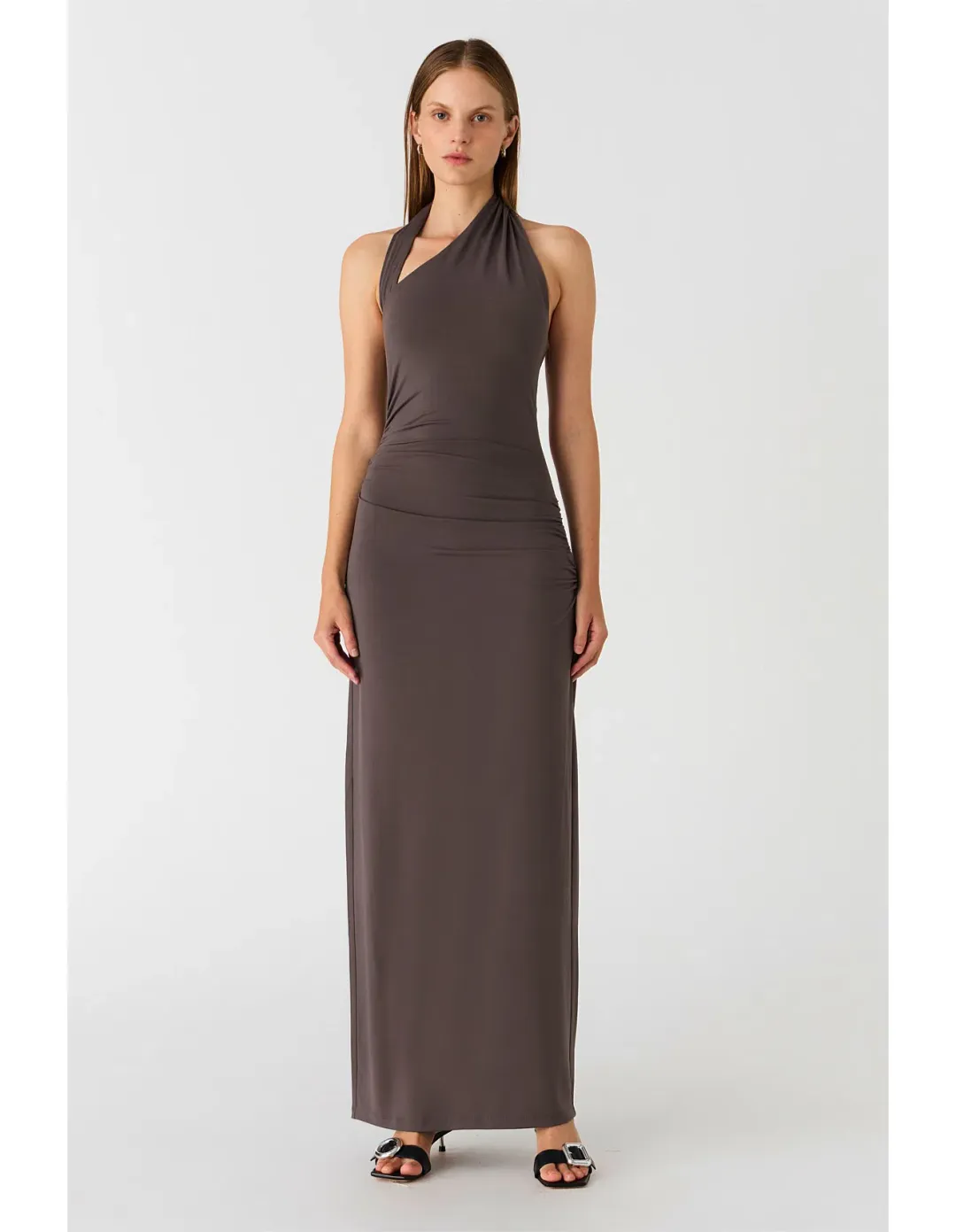 MISHA Krystal Matte Slinky Midi Dress Cloud Grey Size 10 for rent on The Volte - main image