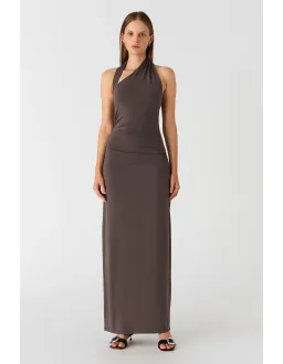 MISHA Krystal Matte Slinky Midi Dress Cloud Grey Size 10 for rent on The Volte - image 1