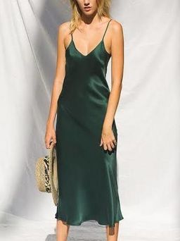 Silk Laundry 90s Silk Slip Dress Green Size 6 for rent on The Volte - image 1