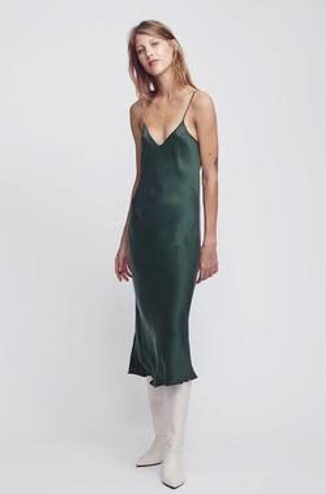 Silk Laundry 90s Silk Slip Dress Green Size 6 for rent on The Volte - main image