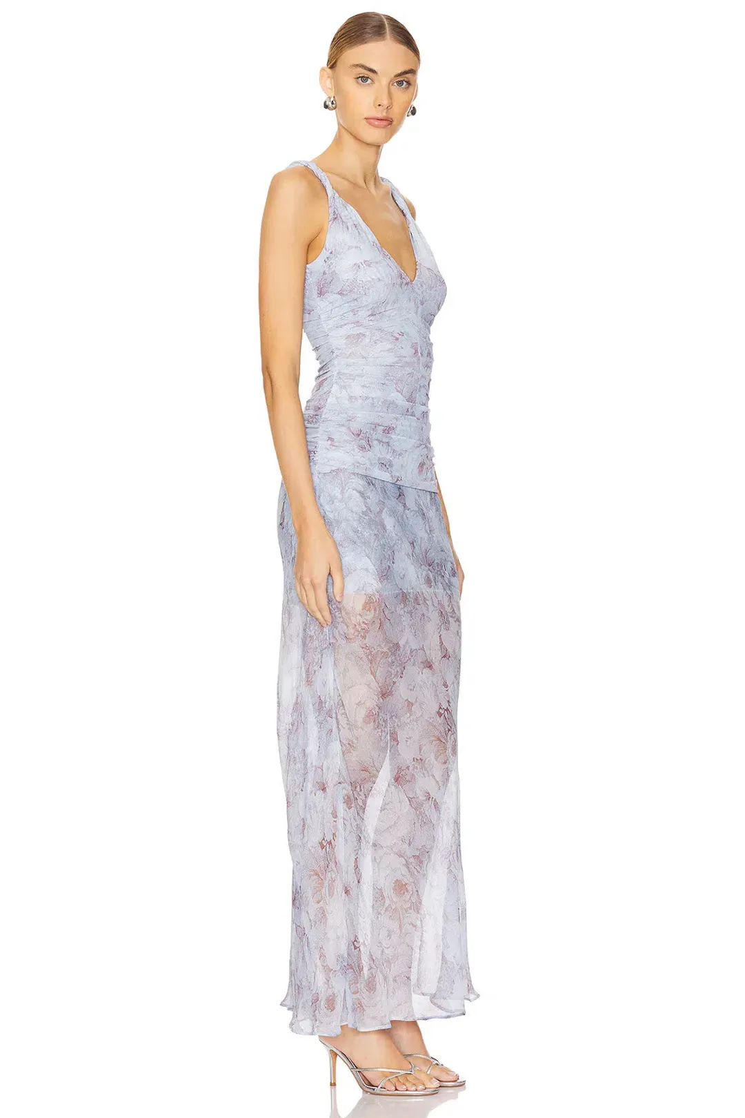 Bec & Bridge Danica V Neck Maxi Dress Chambray Rose Blue Size 10 for rent on The Volte - main image